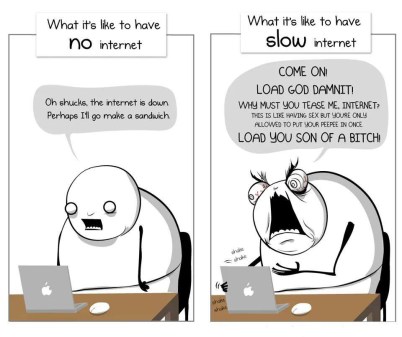 Substitute "Chinese Internet" for "Slow Internet" and that about sums it up 